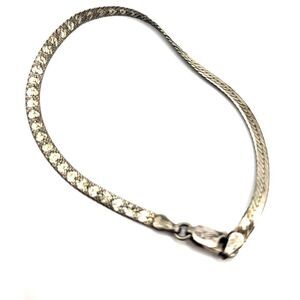 Vintage Sterling Silver Herringbone Bracelet Signed Italy FMR 7in